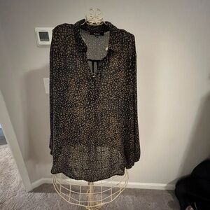 Aakaa Black and Gold Semi Sheer Chic Blouse